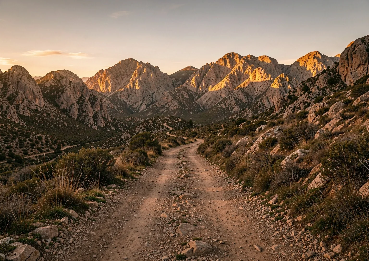 Paisaje de la sierra española al amanecer
